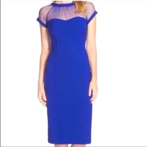 Maggy London illusion Blue fitted dress size 2